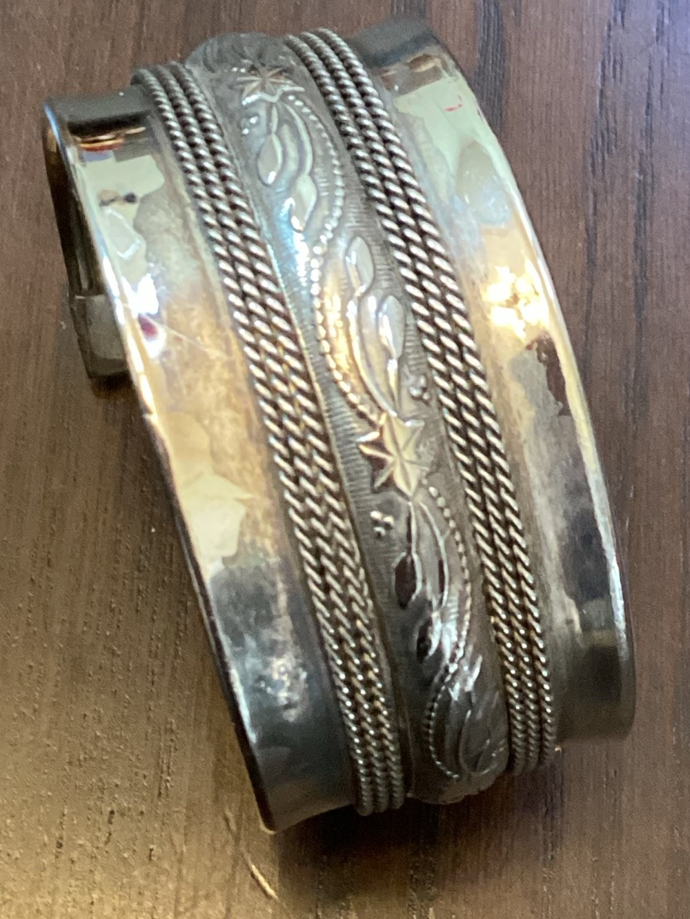 Intricate Silver Tone Cuff Bracelet